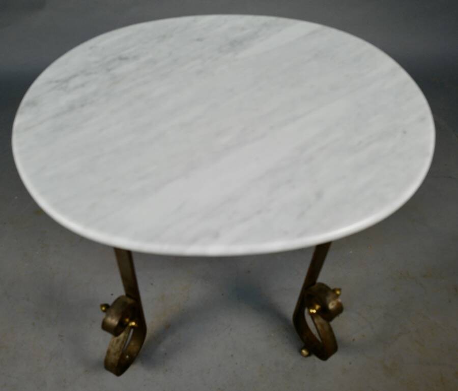 Desserte art deco dessus marbre ovale