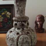 Fat lava ceramic lamp base with 2 bulbs