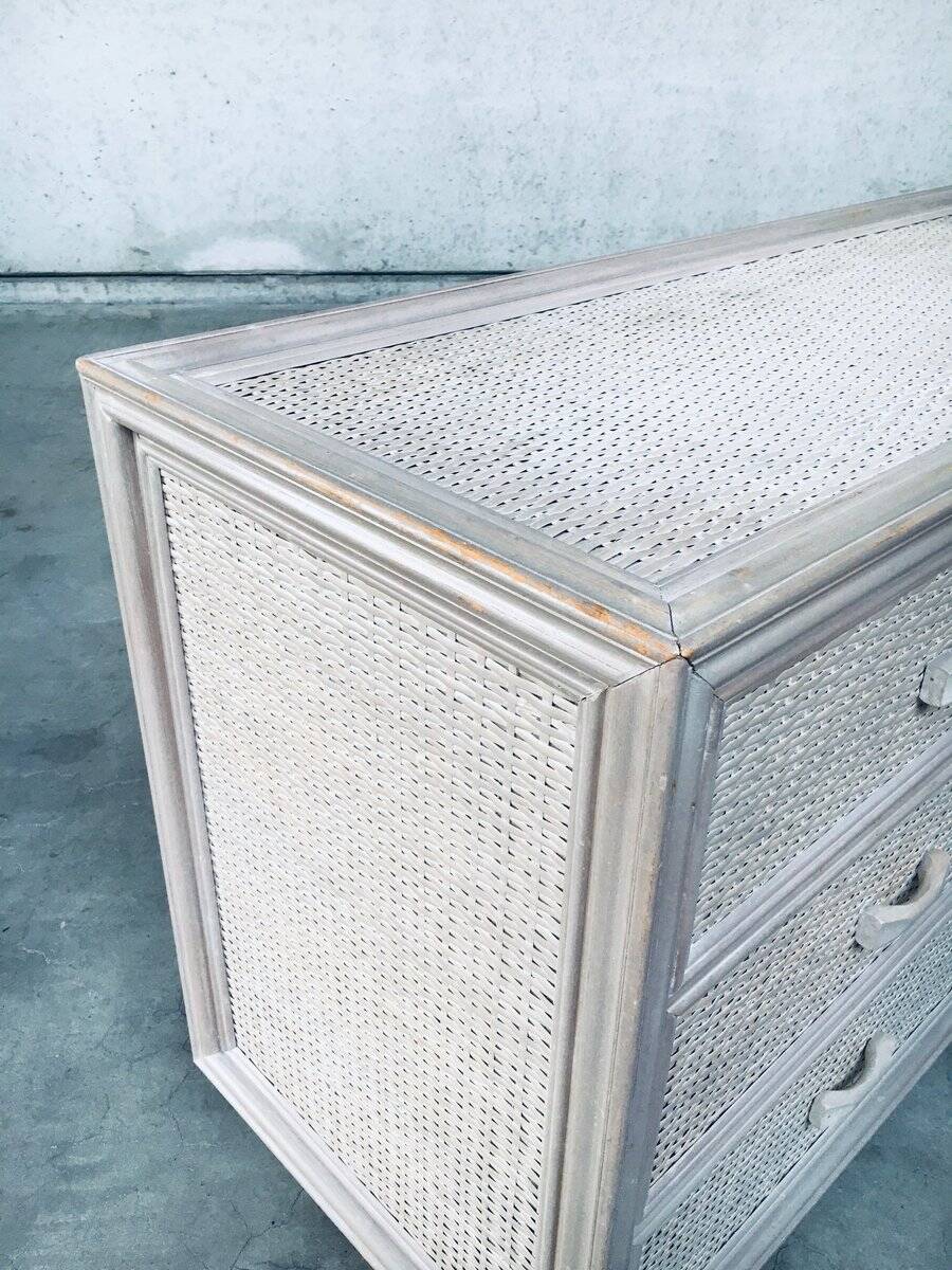 Washed Rattan Chest of Drawers, 1980s