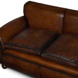 Antique Victorian leather canapé, hand-dyed, 3-4 seats.