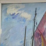 Oil on panel "sailboats"