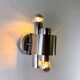 Pair of space age 2-light wall sconces, chromed metal, Italy, 1970s