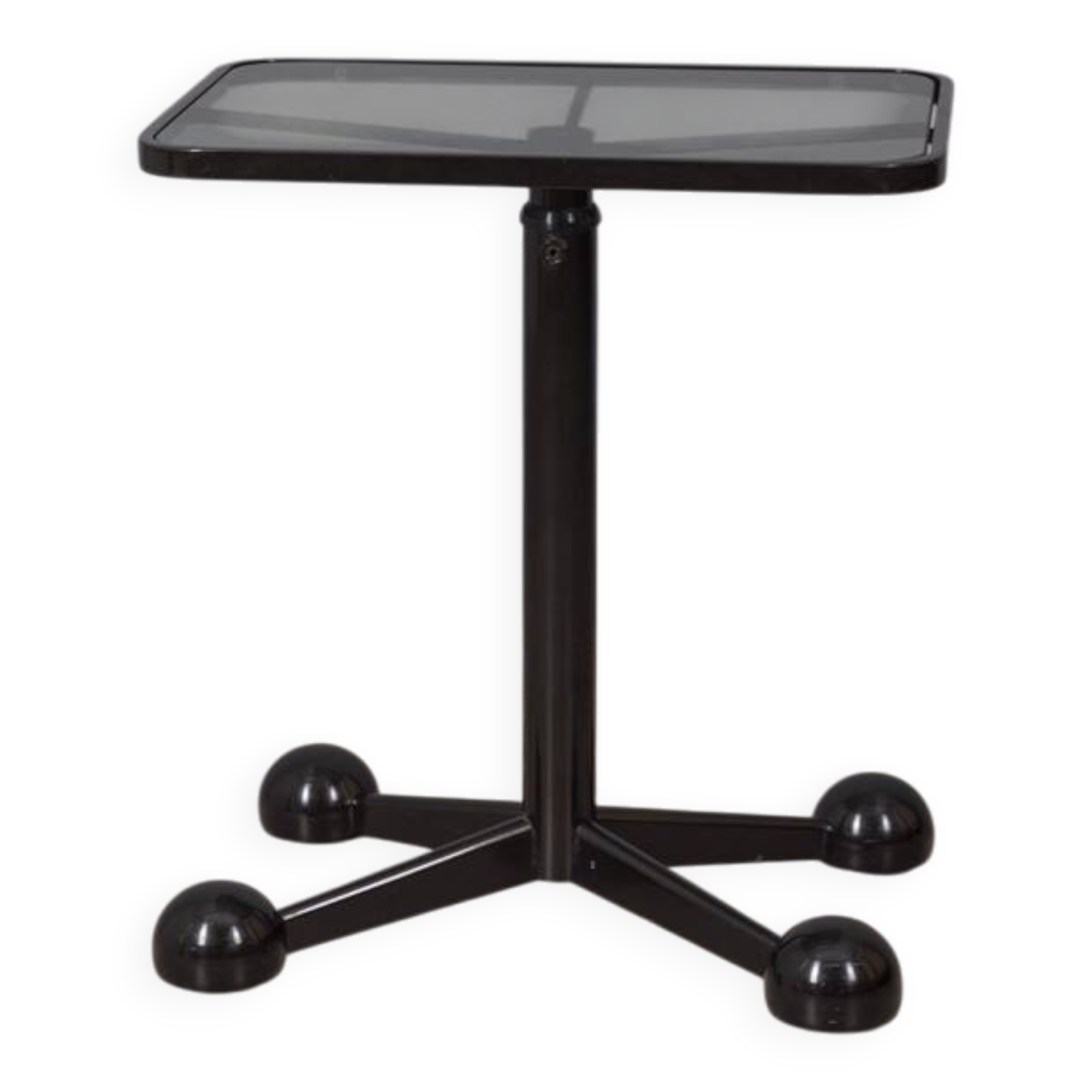 Vintage 1970s side table trolley in black metal and glass by allegri parma