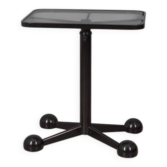 Vintage 1970s side table trolley in black metal and glass by allegri parma