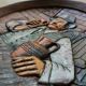 Vintage Embossed Clay Plate: Man Drinking, Retro Wall Decor
