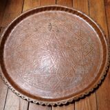 Antique Algerian red copper tray, circa 1950