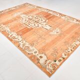Rare Tapis Anatolien Vintage en Laine Fait Main Tons Brique & Ivoire