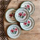 Set of 5 plates flat vintage model monique de digoin sarreguemines