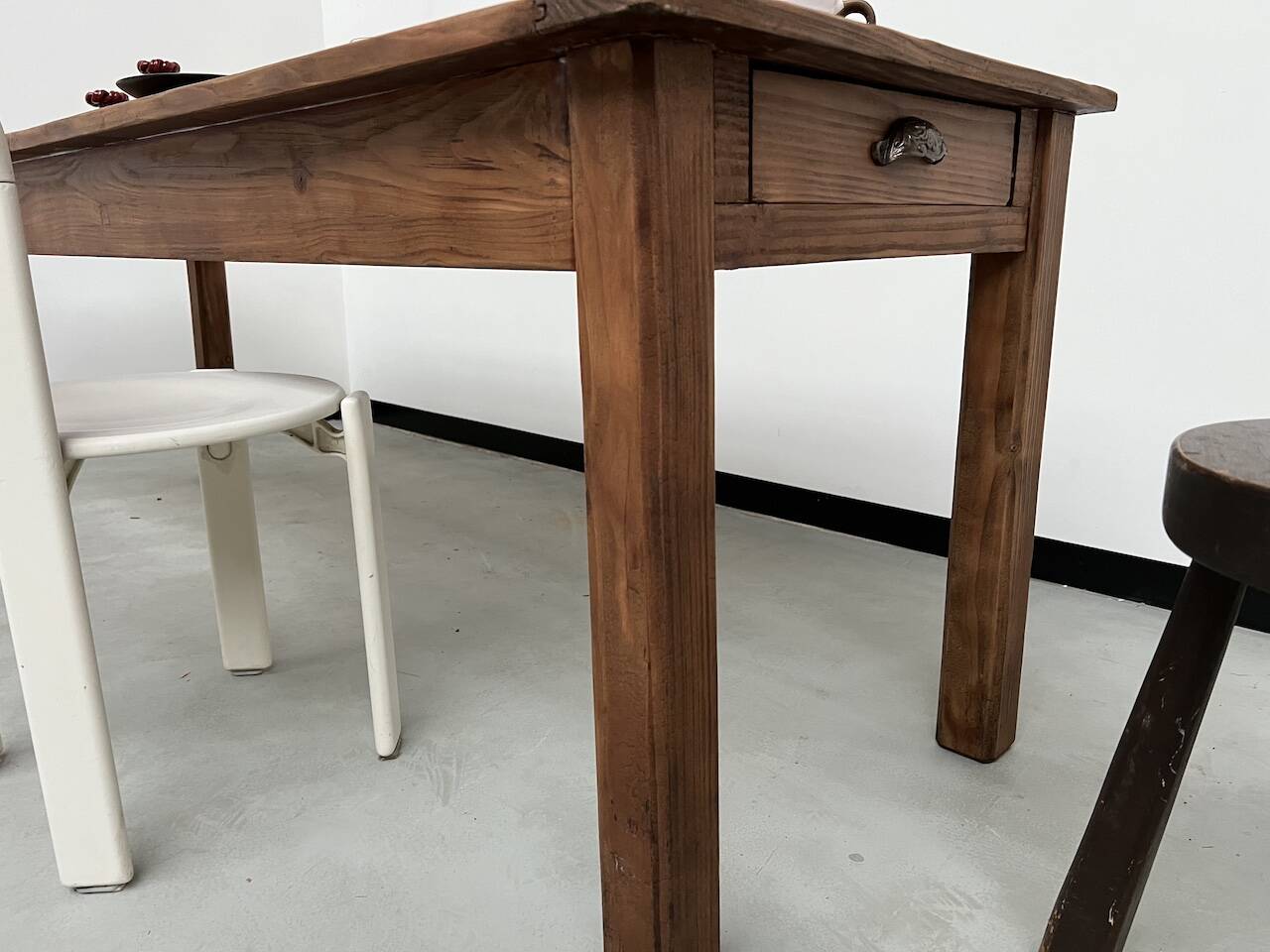 Table de ferme en pin 223 cm, années 70
