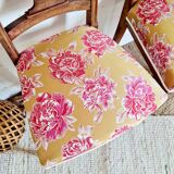 Duo of antique wooden chairs seated redone