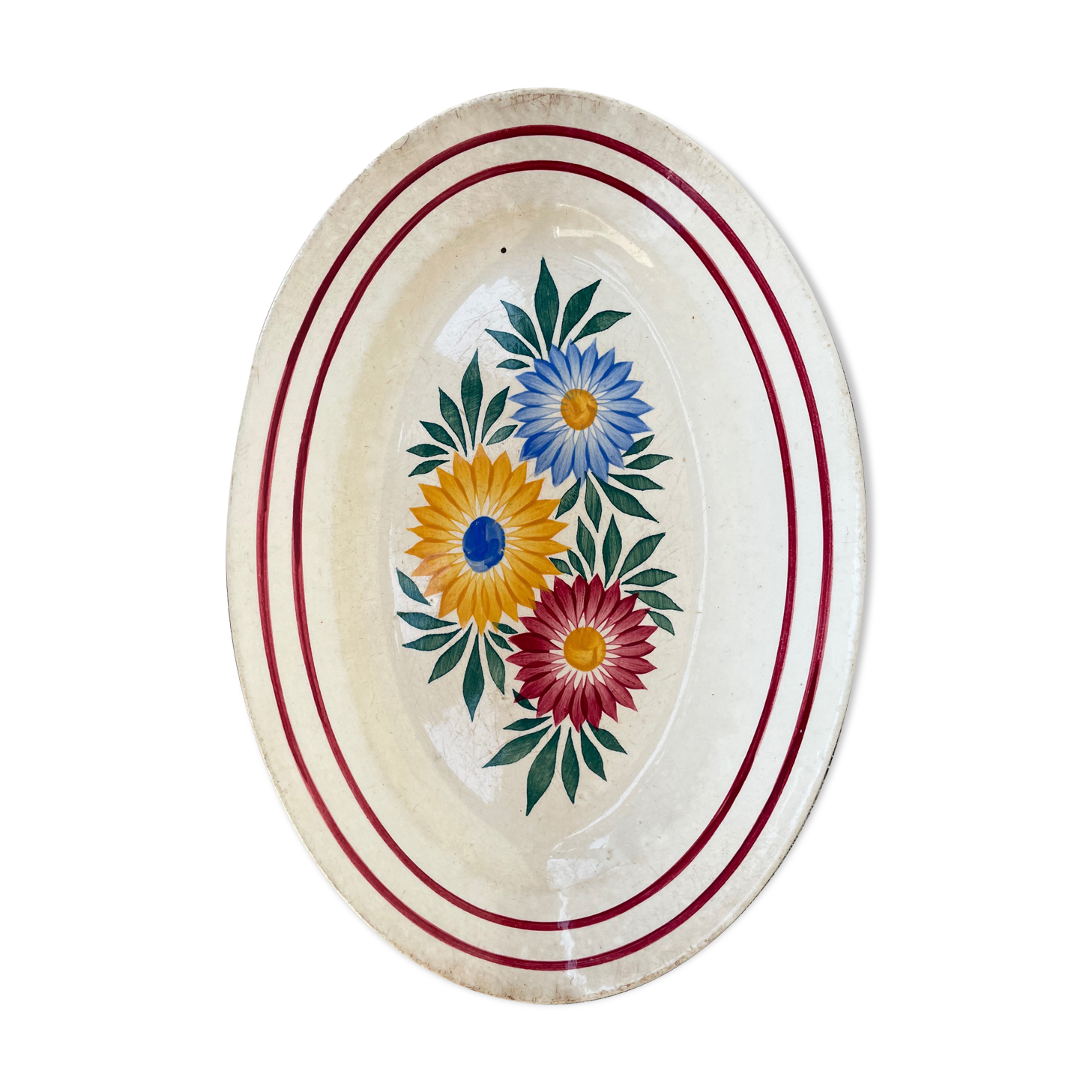 Large floral pattern dish HBC Choisy-le-Roi