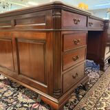 English Chesterfield desk with green leather