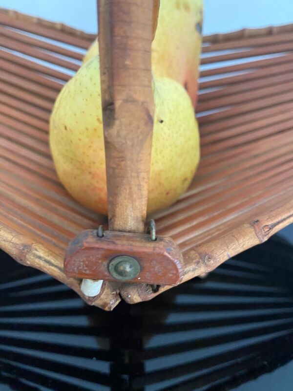 Panier en rotin et bambou années 60