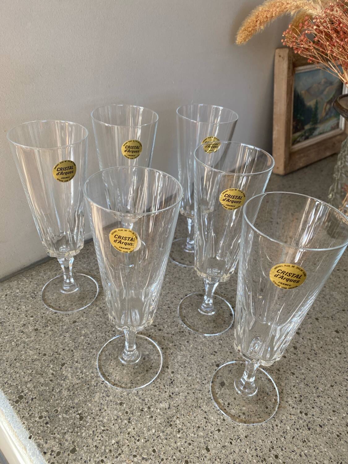 6 flûtes Cristal d’Arques modèle Versaille