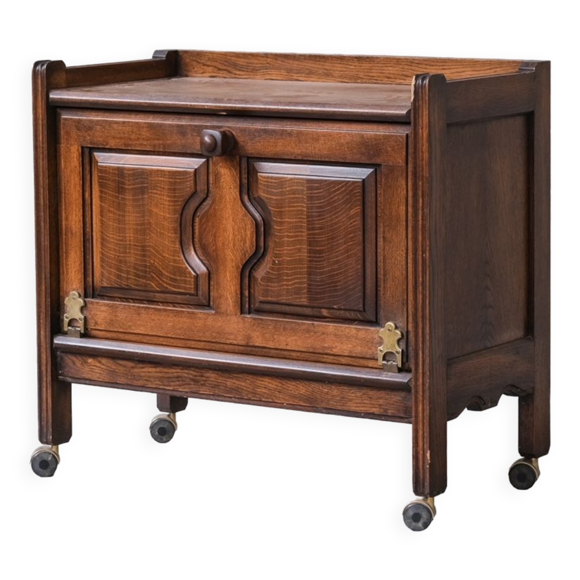 Guillerme et Chambron Oak Mid-Century French Bar Cabinet