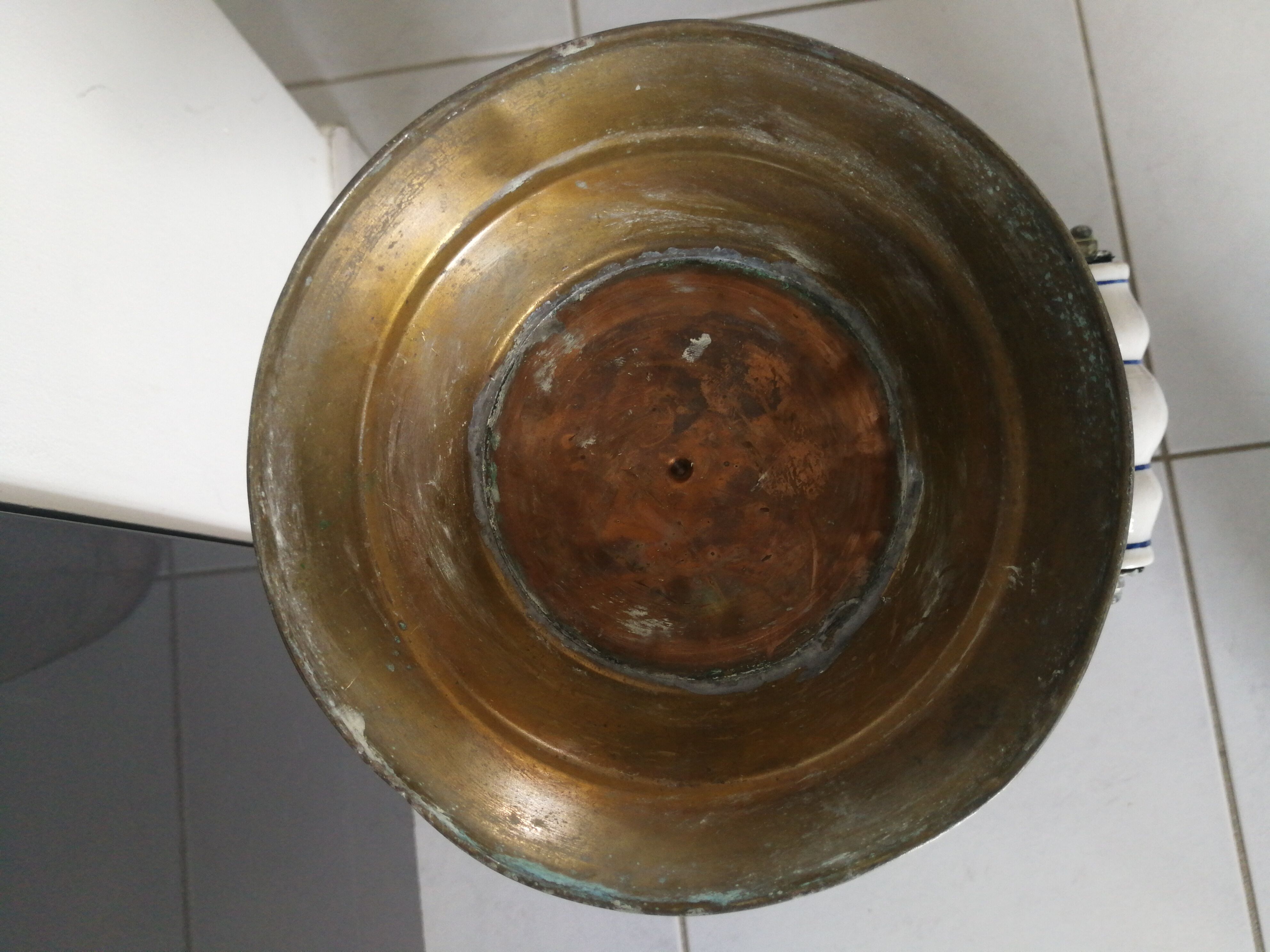 Copper and brass bucket