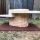 Asymmetrical coffee table from the 80s made of Mactan stone and Magnussen Ponte travertine.