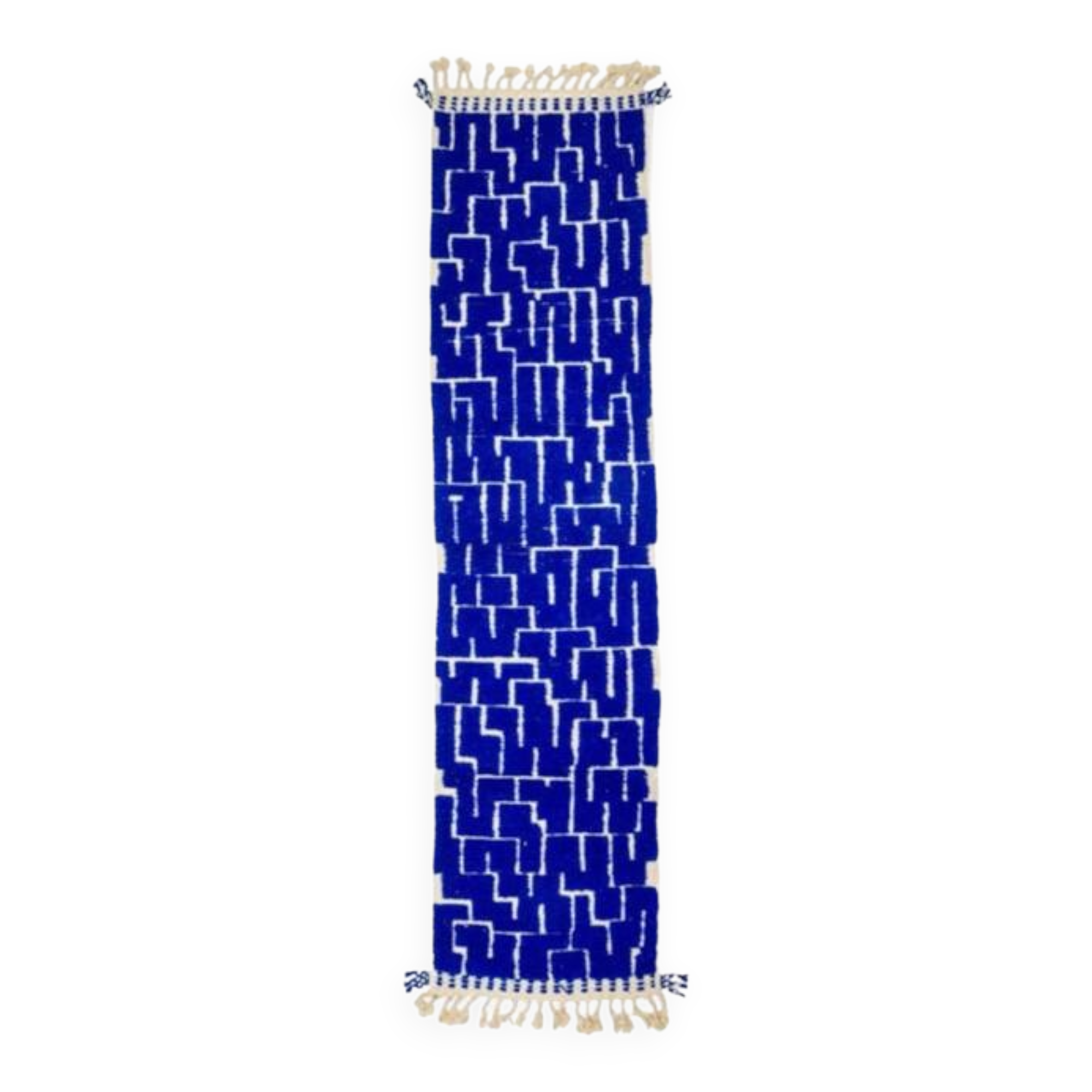 Blue Klein Berber hallway rug with reliefs