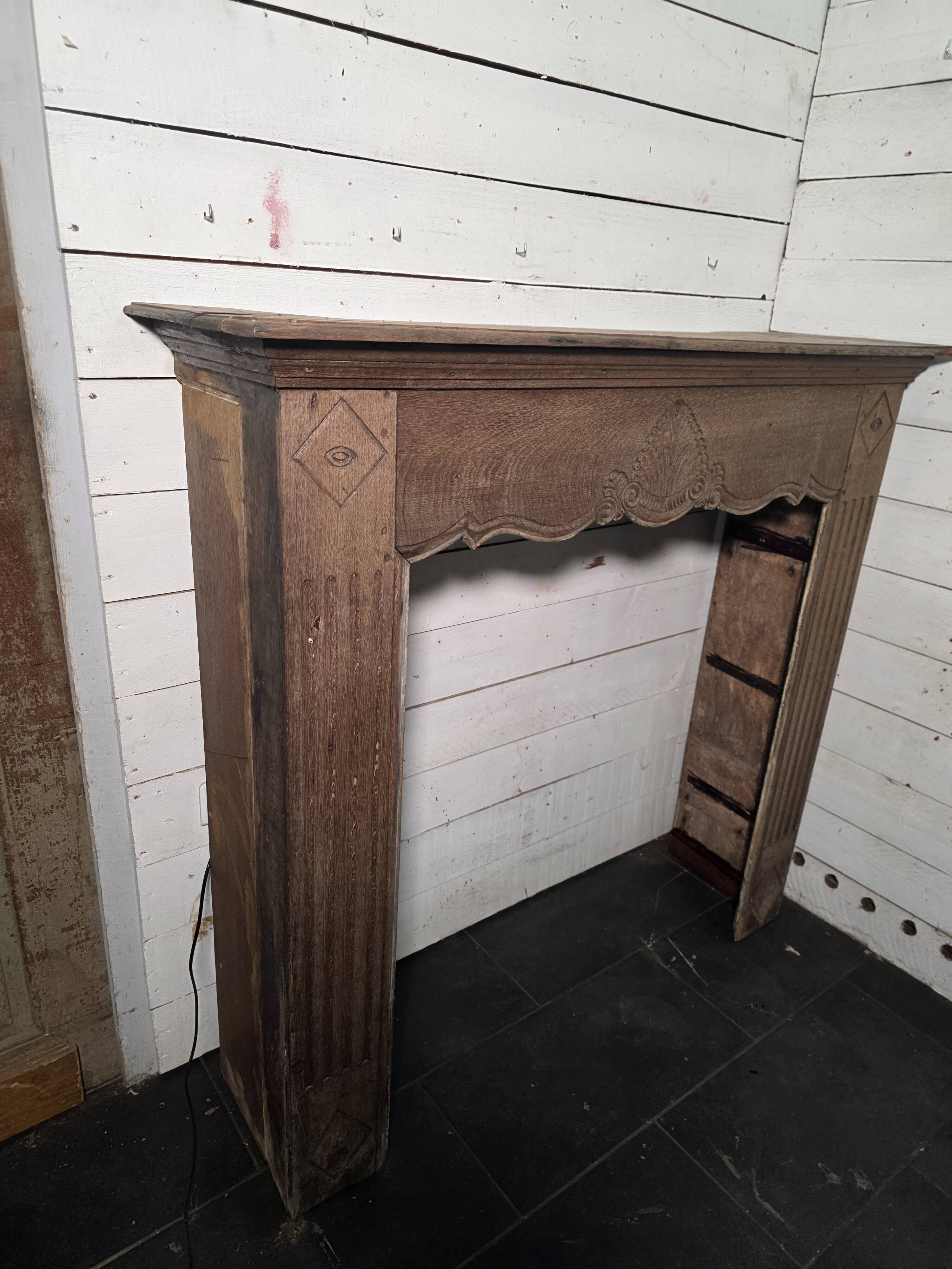 19th-century solid oak fireplace