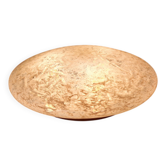 Large ceiling light in textured iced glass (diam 45cm), Doria, 1970