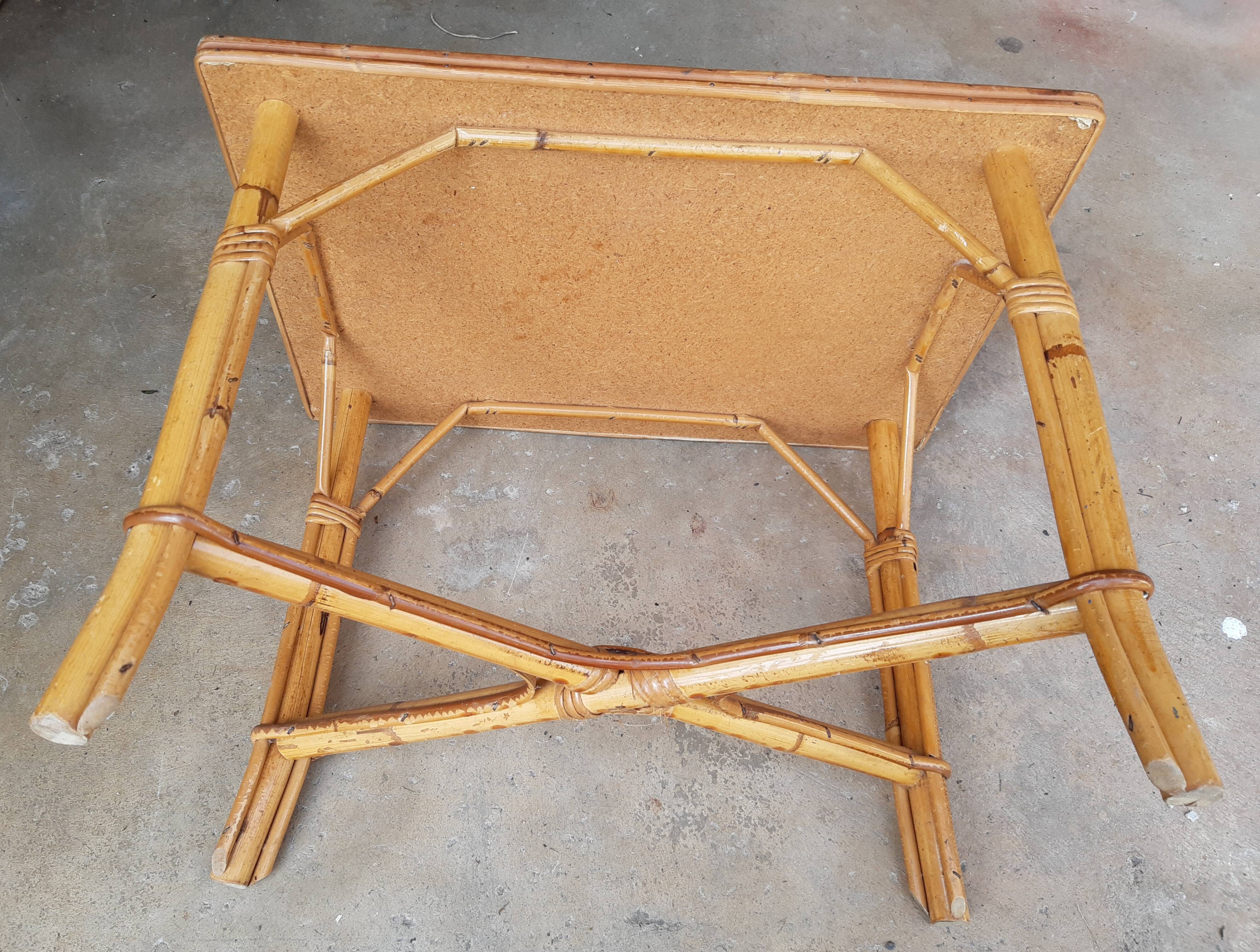 Rattan coffee table, vintage 60s