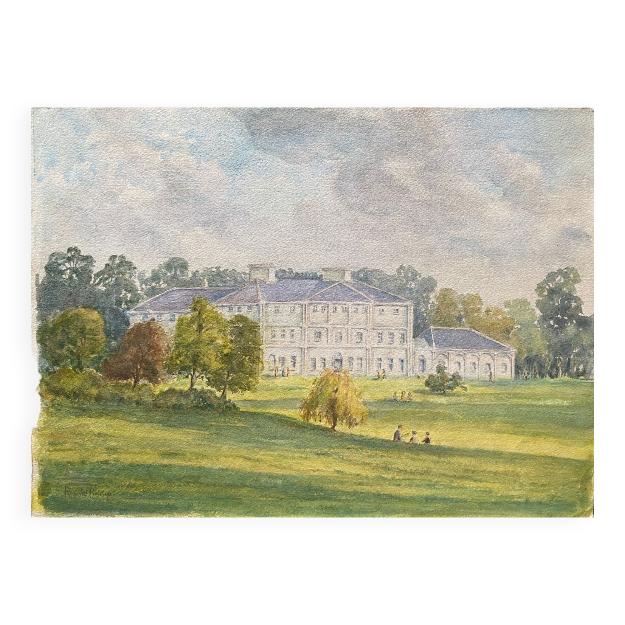 Watercolor painting Castle Park (English?) by Ronald Pickop