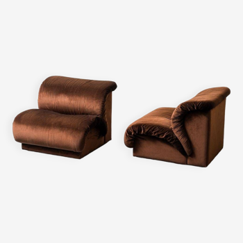 Paire de fauteuils tissu doimo salotti années 70 vintage moderne