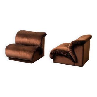 Paire de fauteuils tissu doimo salotti années 70 vintage moderne
