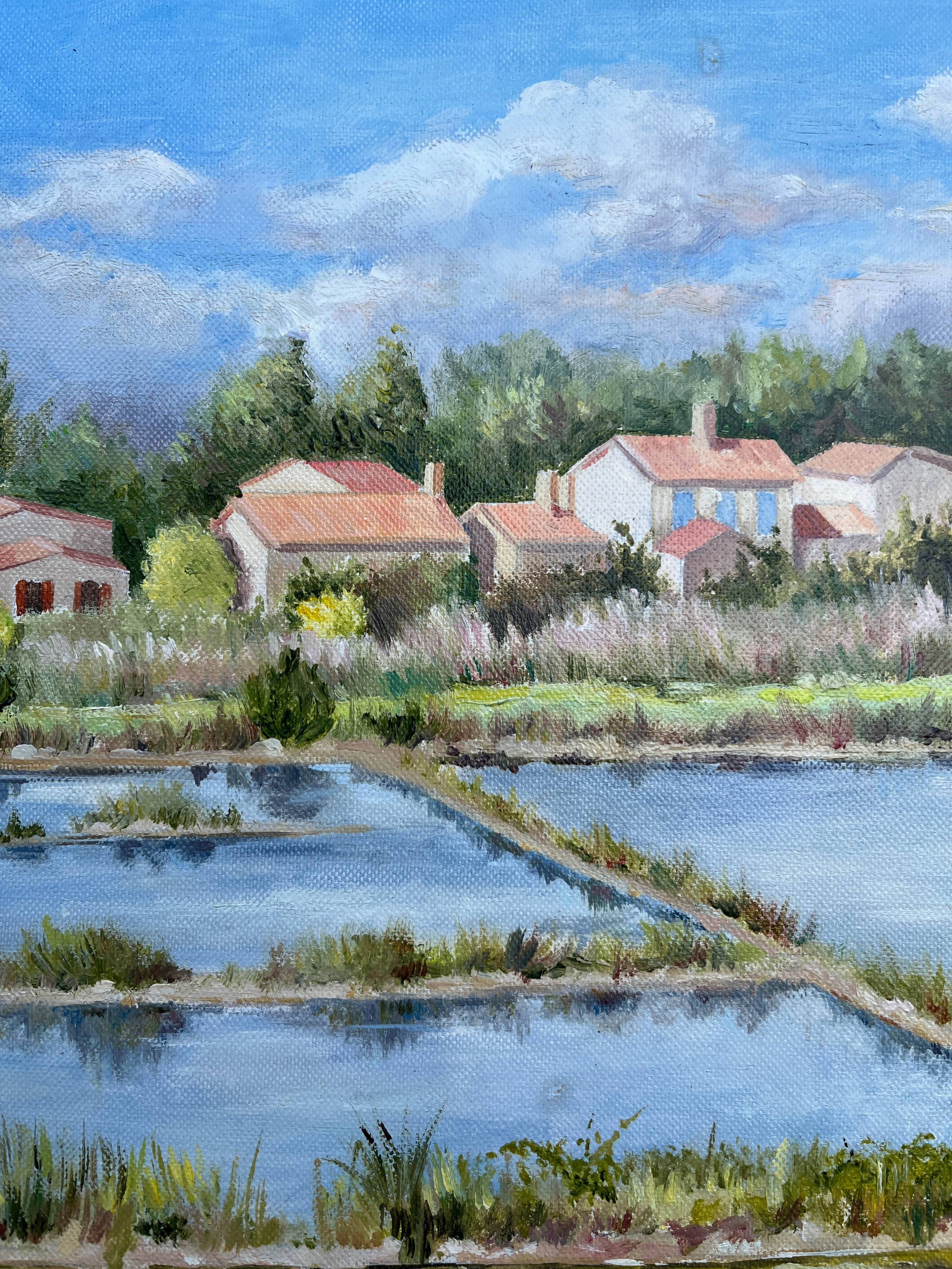 HST painting "Landscape of salt marshes" Ile de Ré (?) signed 1993