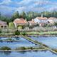 HST painting "Landscape of salt marshes" Ile de Ré (?) signed 1993