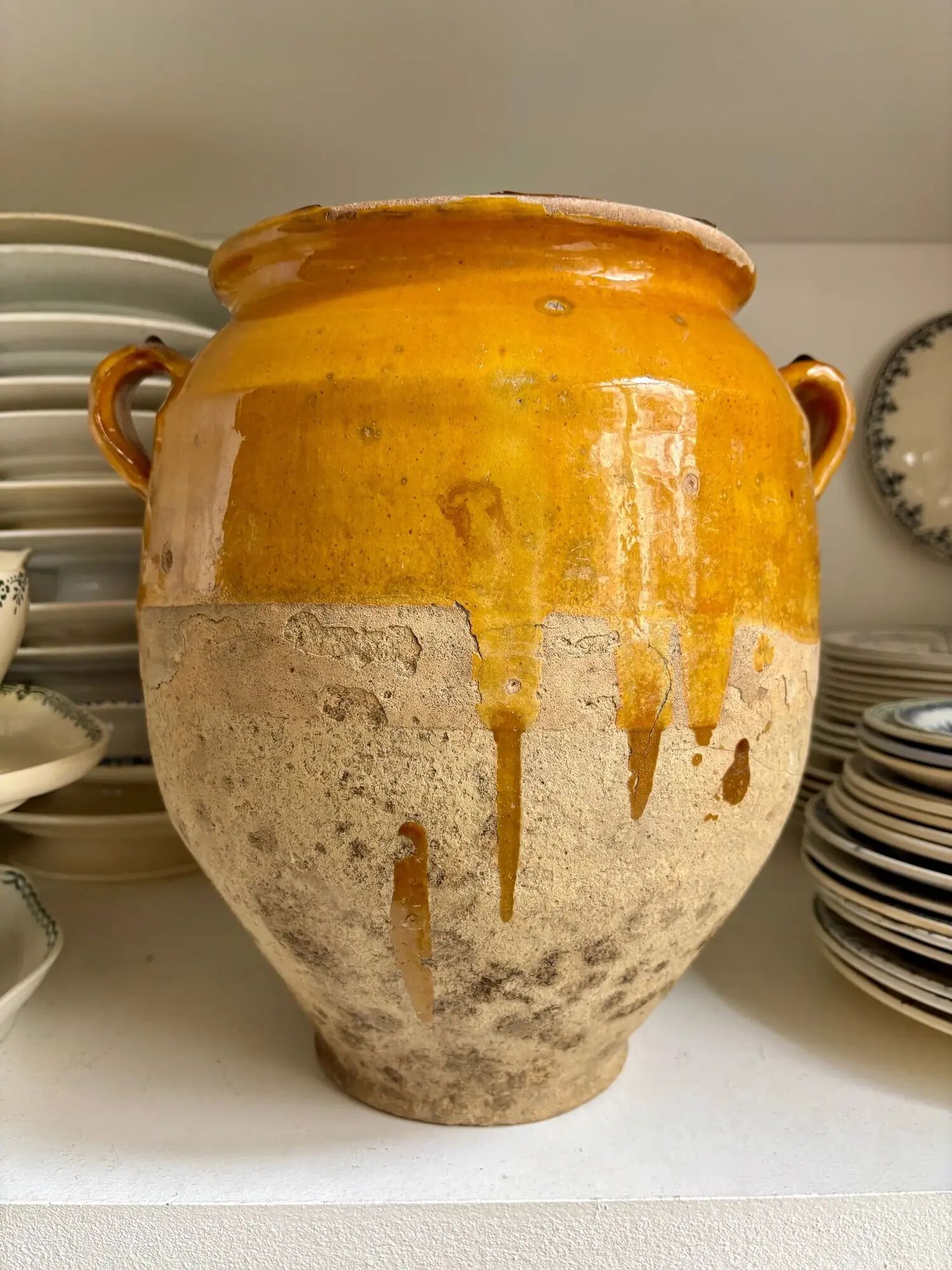 Grease pot, ochre glazed ceramic jar no. 2 - 18th century