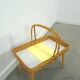 Rattan vintage tray on legs with yellow formica, fruit basket