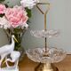Porte bijoux ou serviteur vintage en verre ciselé et laiton