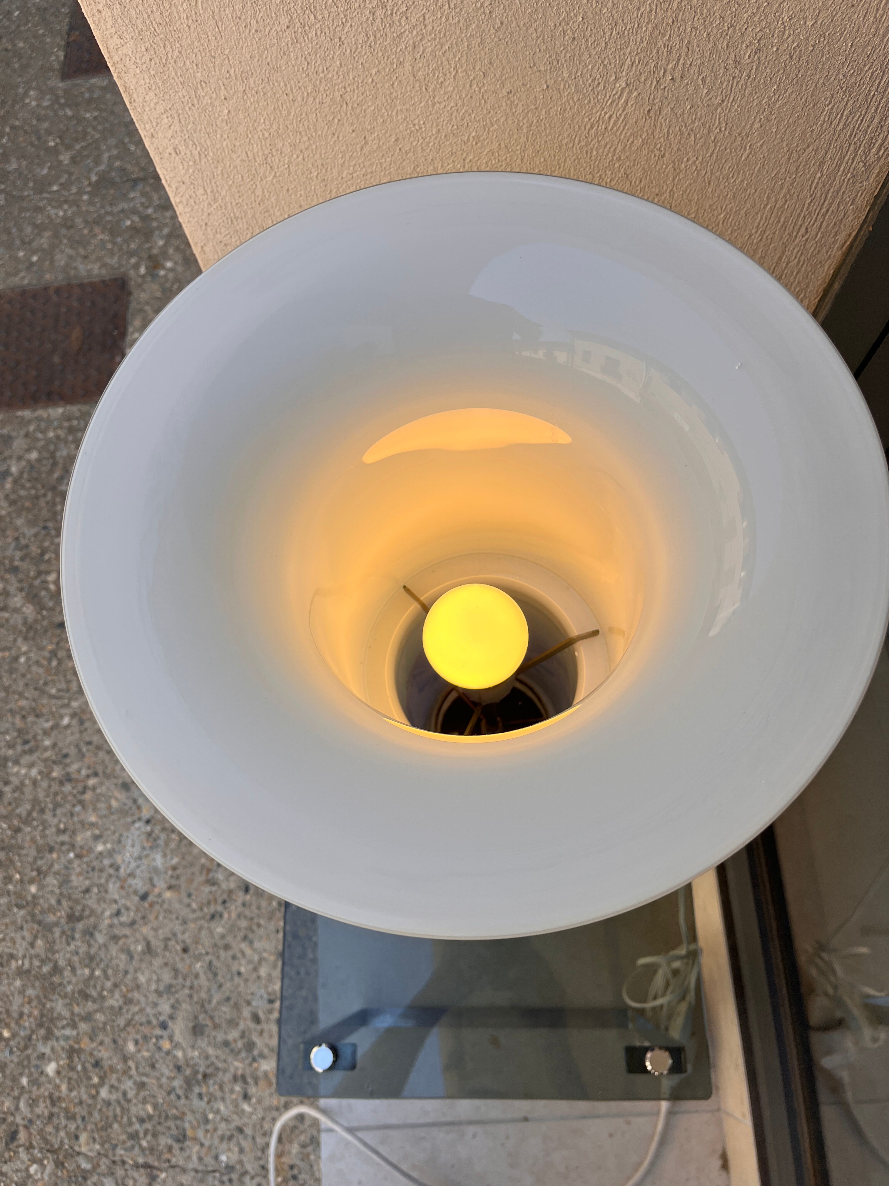 Lampe verre bleue design italien 1970