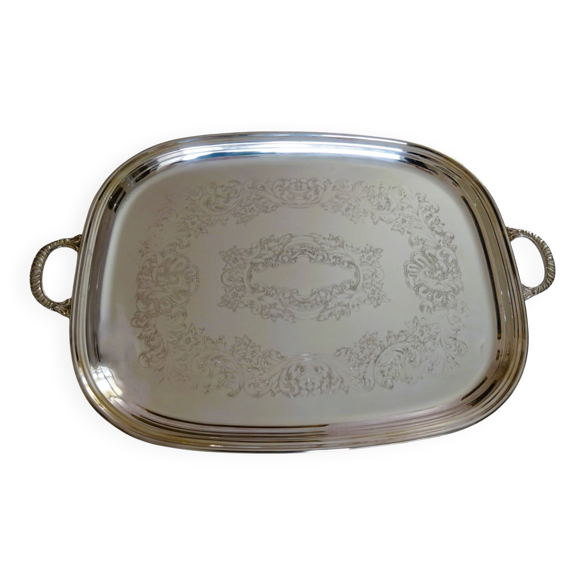 Rectangular silver-plated tray from the St Hilaire house.