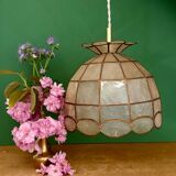 Vintage pendant light in mother-of-pearl and brass