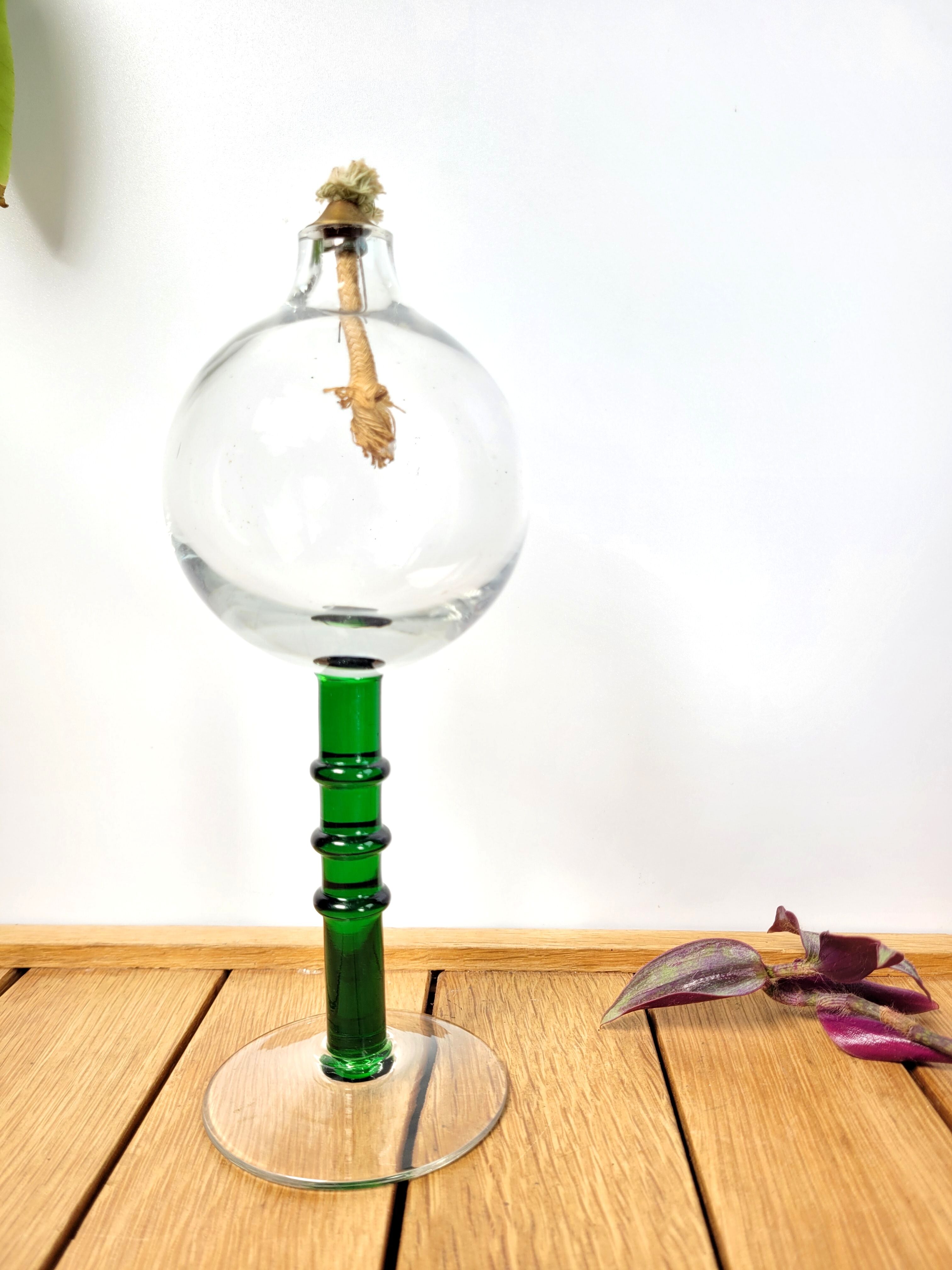 Blown glass oil lamp