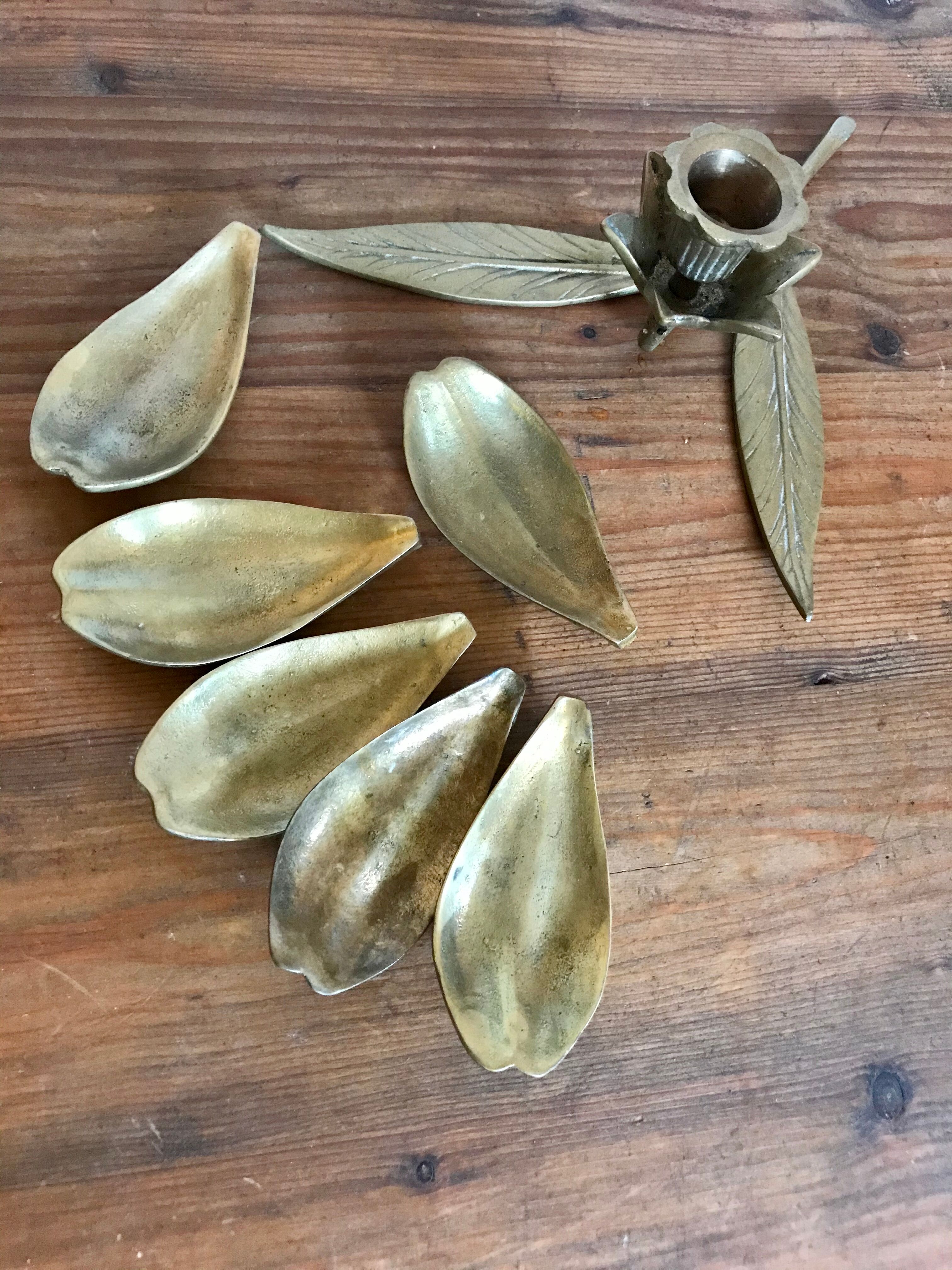 Vintage brass flower ashtray