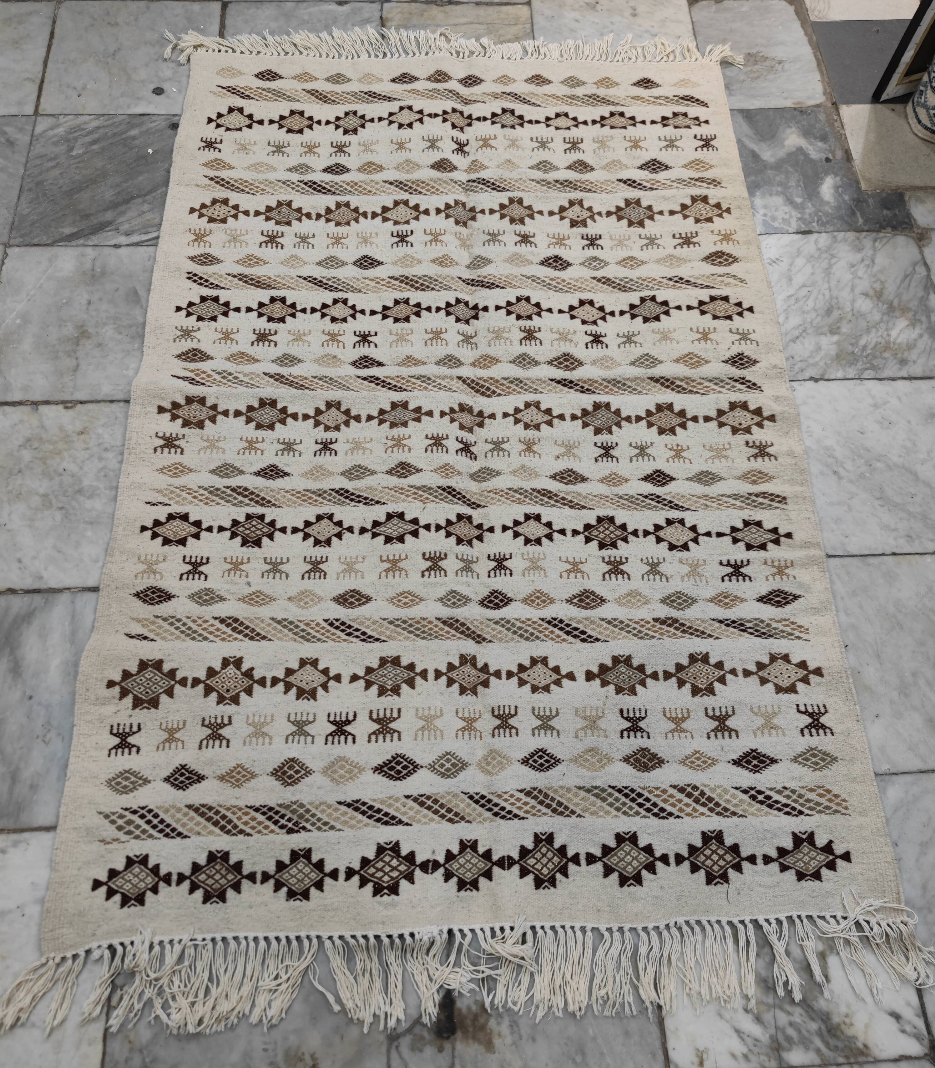 Certified hand-woven Berber patterned rug