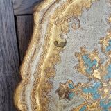Florentine tray in painted and gilded wood
