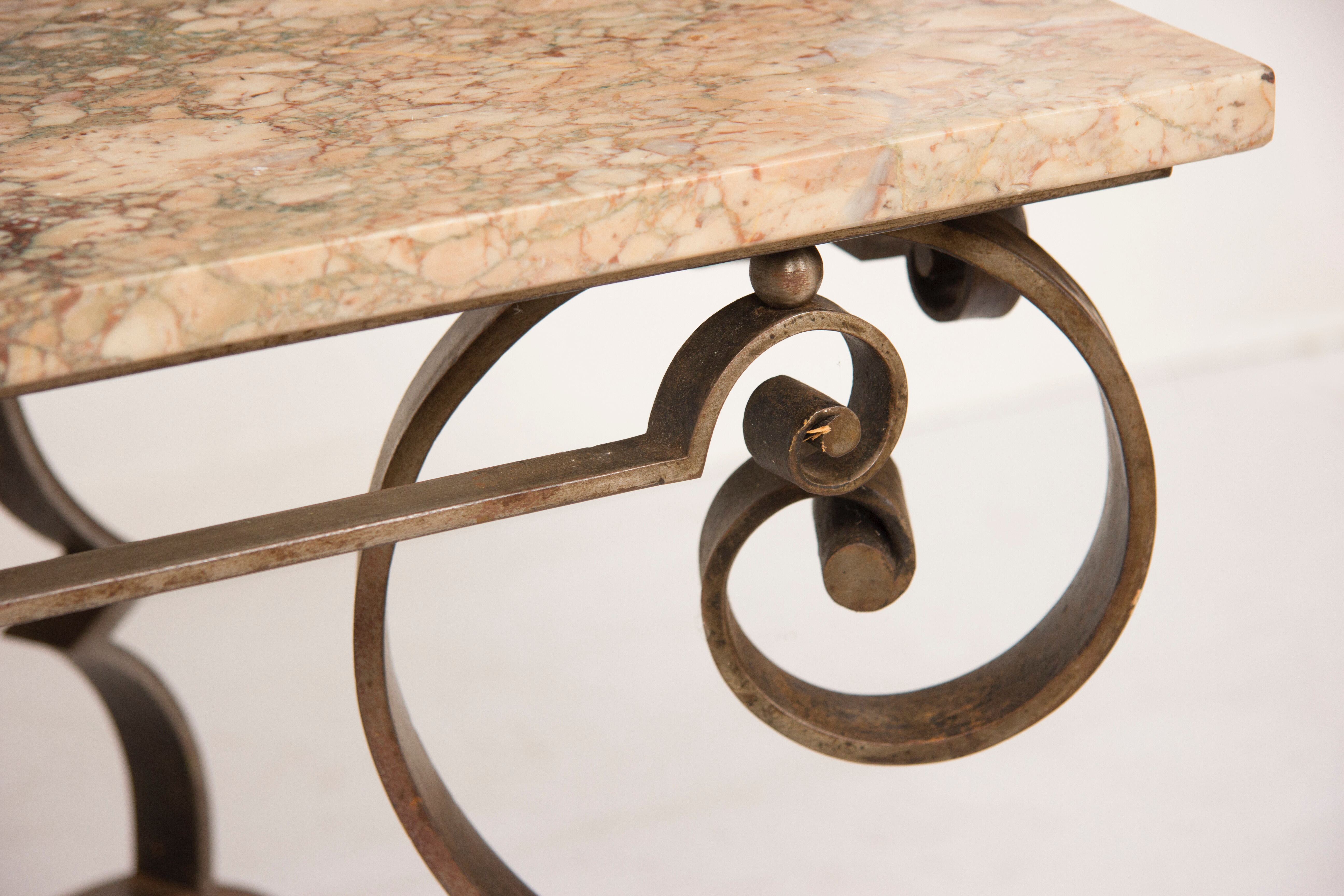 Art Deco marble top table by Piquet Lyon