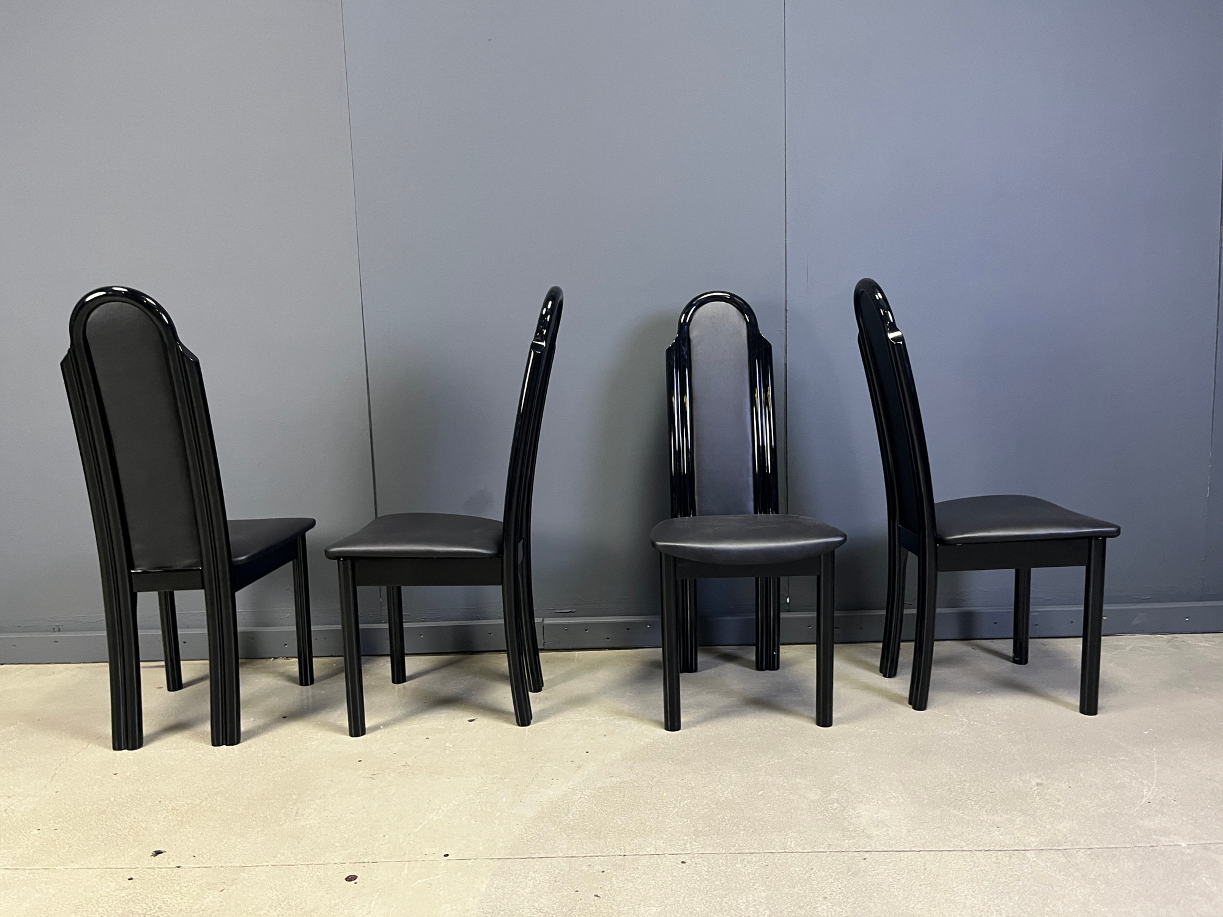 Postmodern lacquered wood Italian dining chairs, 1980s