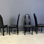 Postmodern lacquered wood Italian dining chairs, 1980s
