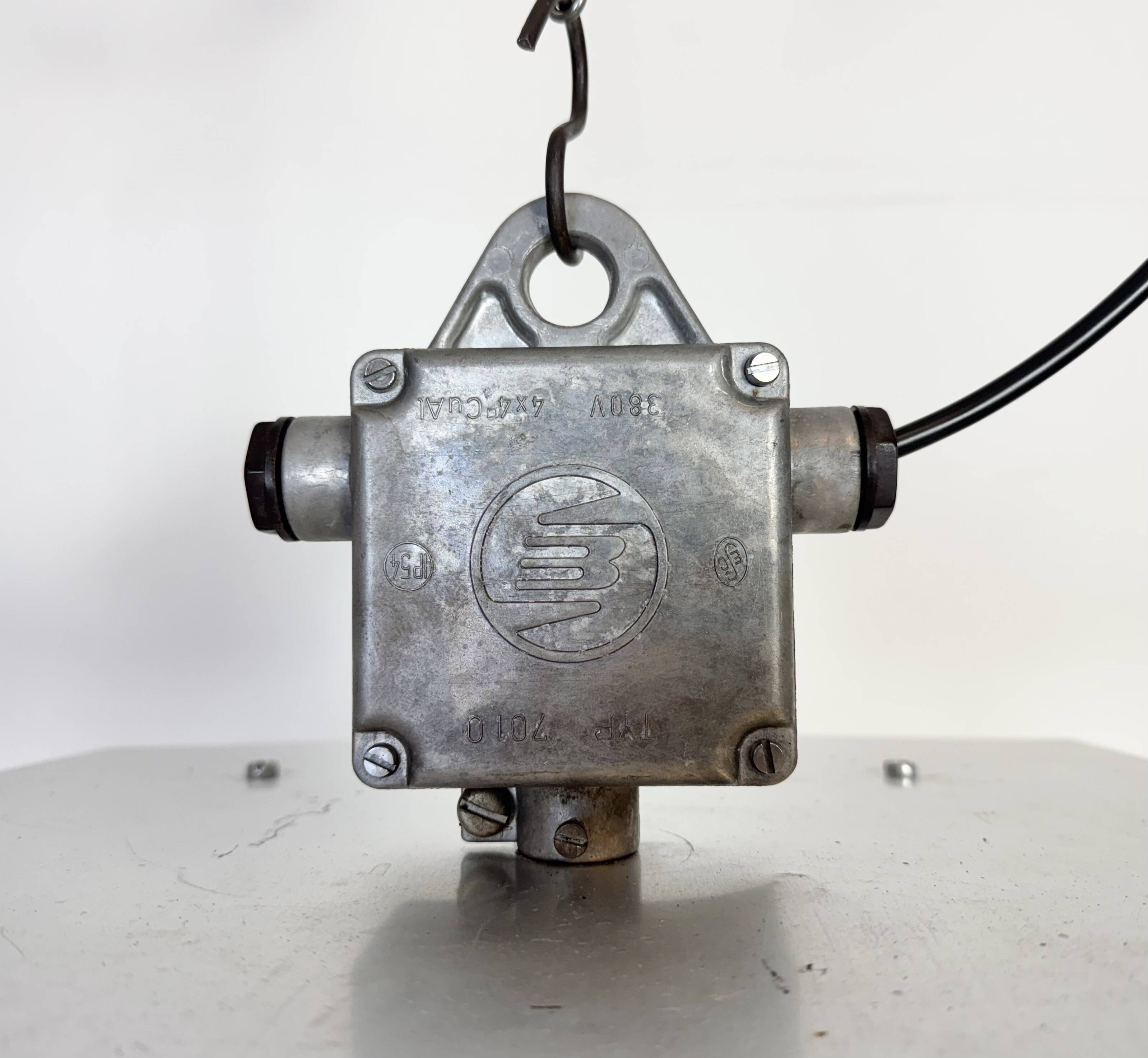 Large Silver Industrial Factory Pebdant Lamp, 1970s