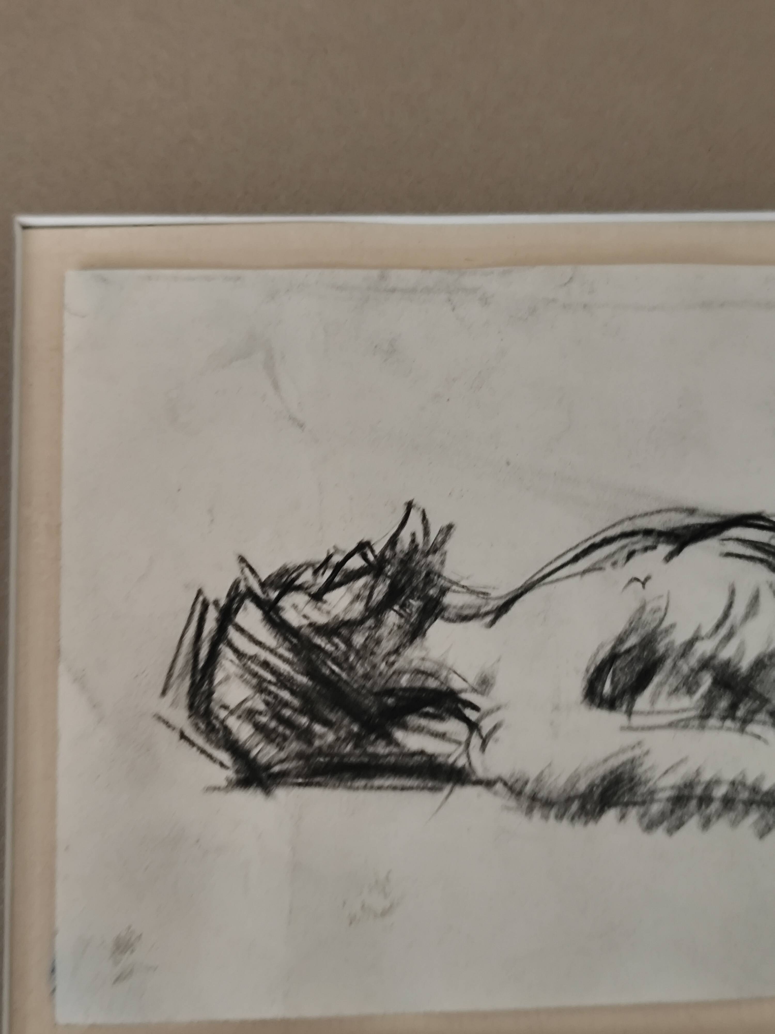 Original drawing Christ on the shroud by Jean Jacques Henner