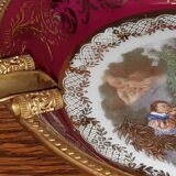 Cendrier ancien en porcelaine d'art de limoges et monture en bronze
