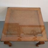 20th century colonial style teak wood coffee table with webbing