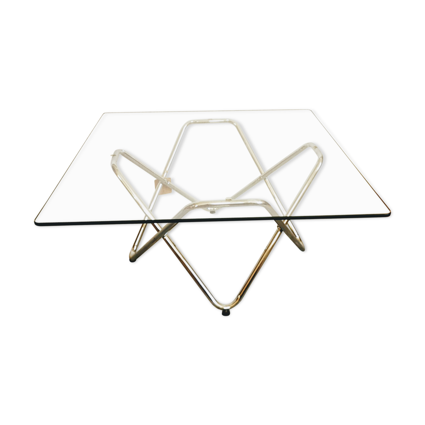 Glass and chrome square coffee table