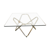Glass and chrome square coffee table
