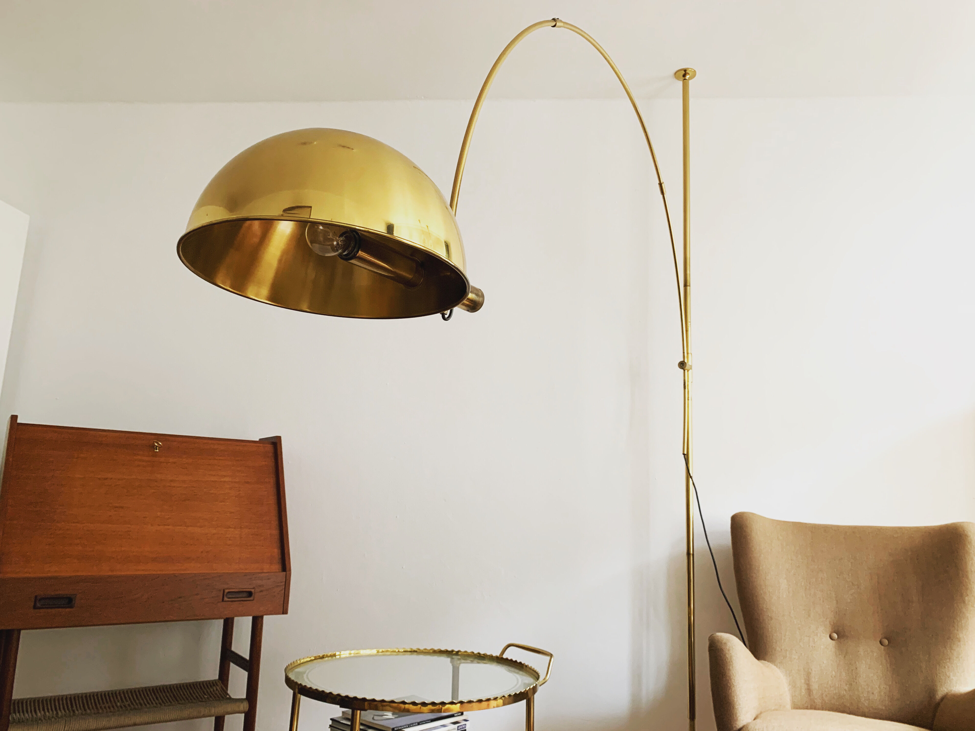 Mid-Century Modern brass BOCA arc lamp by Florian Schulz
